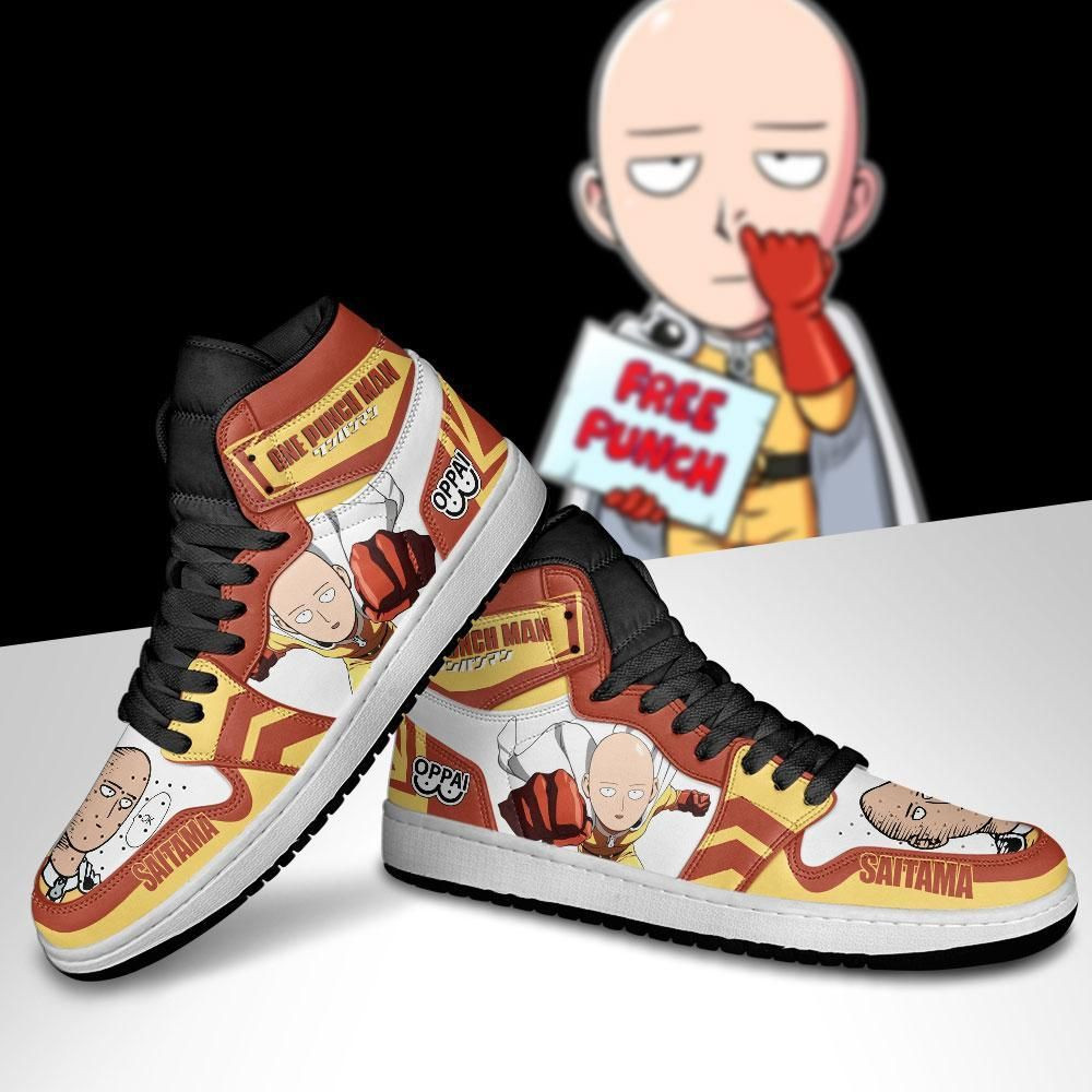 Saitama Funny Face One Punch Man Anime 1 High Top Air Jordan Sneaker, Air Jordan Hightop