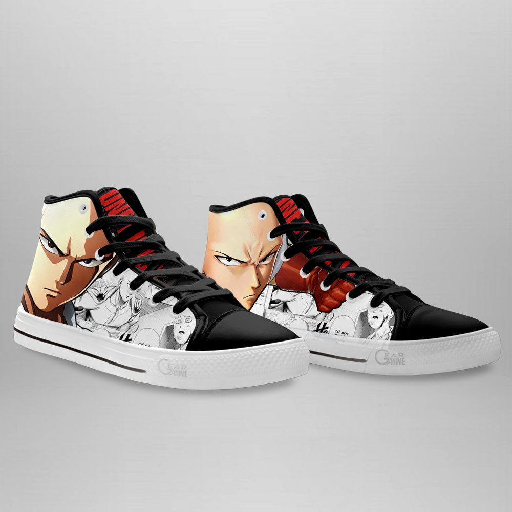 Saitama High Top Shoes One Punch Man Custom Anime Sneakers Mix Manga