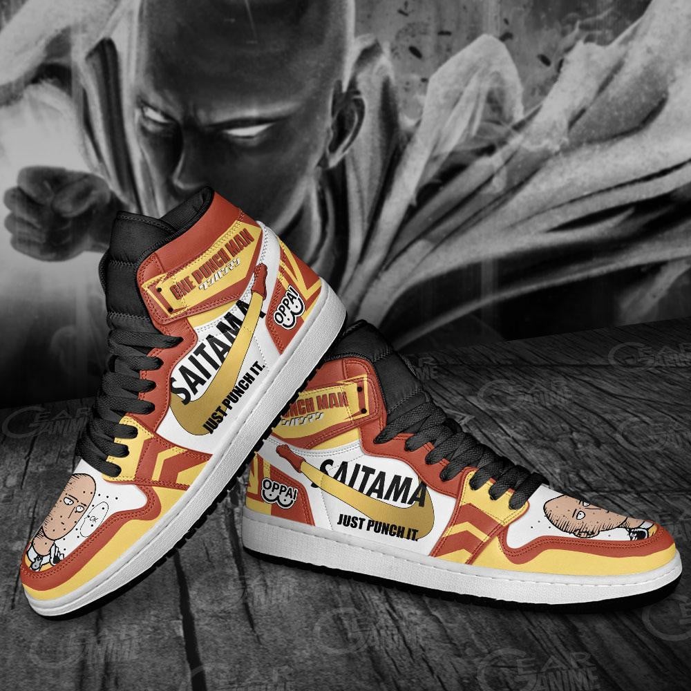 Saitama JD1s Sneakers Just Punch It One Punch Man Anime Shoes, Air Jordan Hightop