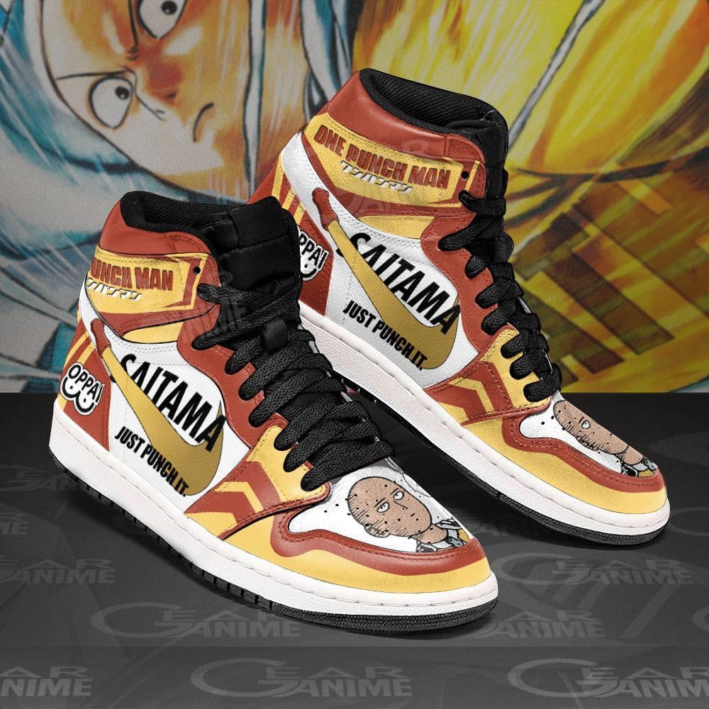 Saitama JD1s Sneakers Just Punch It One Punch Man Anime Shoes, Air Jordan Hightop