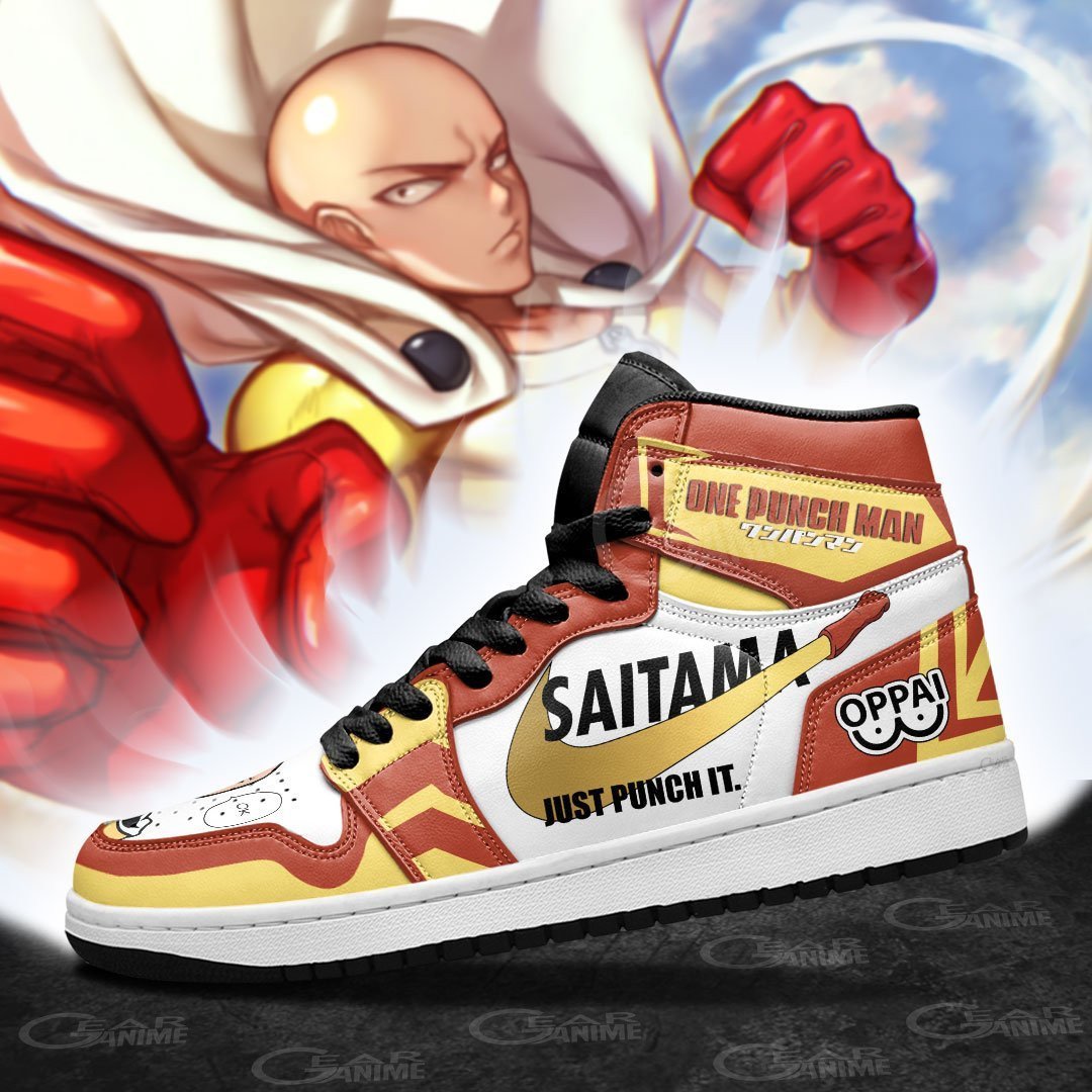 Saitama JD1s Sneakers Just Punch It One Punch Man Anime Shoes, Air Jordan Hightop