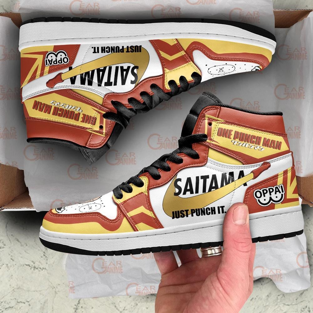 Saitama JD1s Sneakers Just Punch It One Punch Man Anime Shoes, Air Jordan Hightop