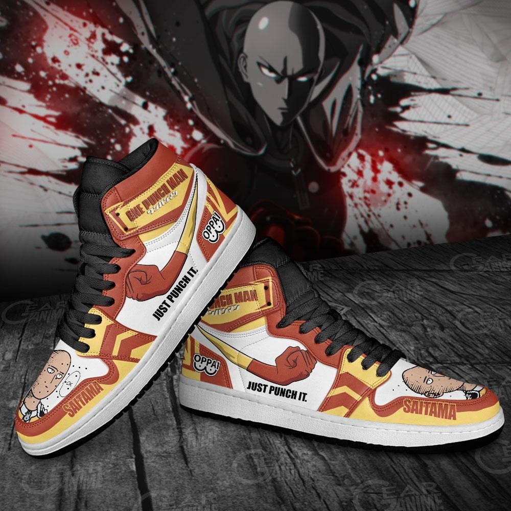 Saitama Just Punch It JD1s Sneakers One Punch Man Anime Shoes, Air Jordan Hightop