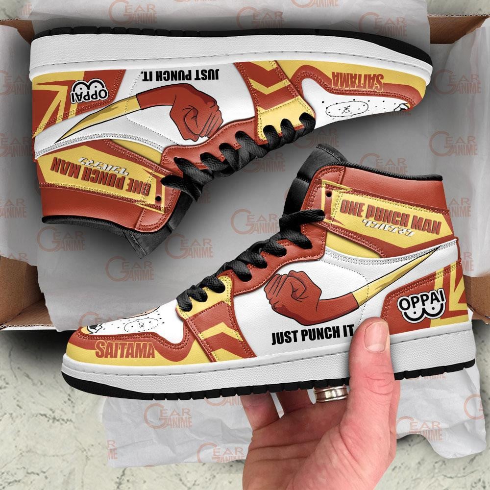 Saitama Just Punch It JD1s Sneakers One Punch Man Anime Shoes, Air Jordan Hightop