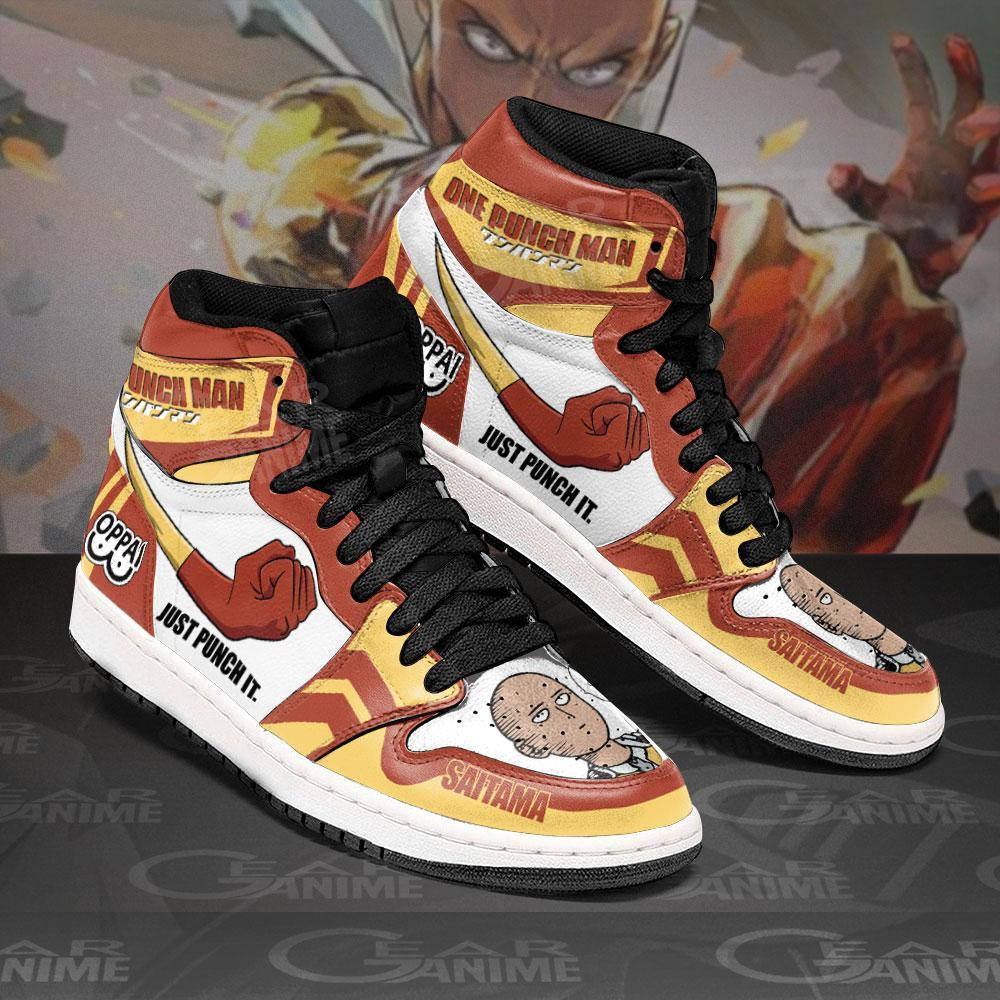 Saitama Just Punch It JD1s Sneakers One Punch Man Anime Shoes, Air Jordan Hightop