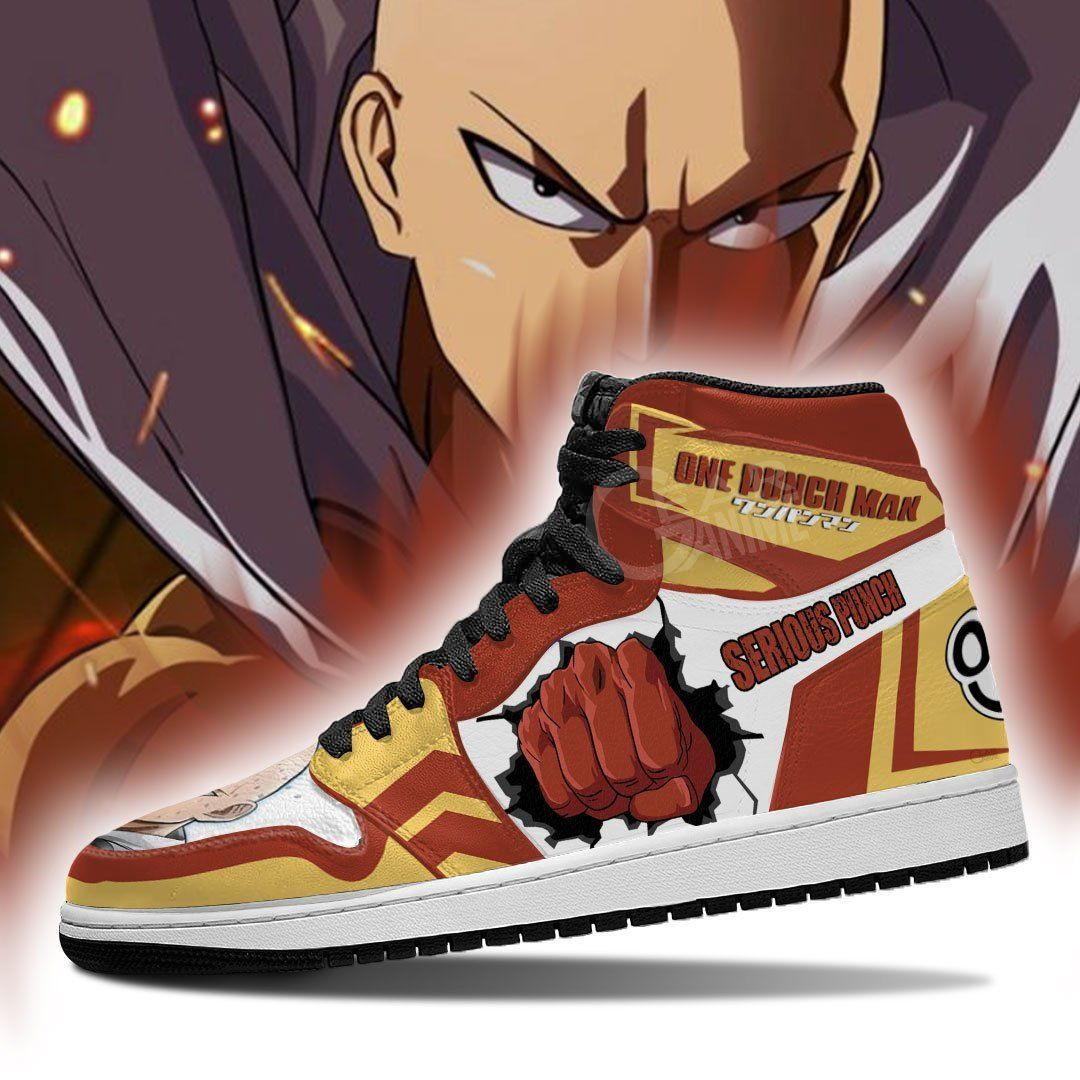 Saitama Serious Punch One Punch Man Anime 1 High Top Air Jordan Sneaker, Air Jordan Hightop