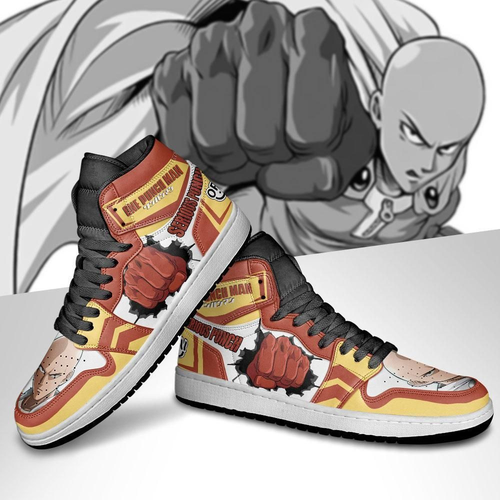 Saitama Serious Punch One Punch Man Anime 1 High Top Air Jordan Sneaker, Air Jordan Hightop
