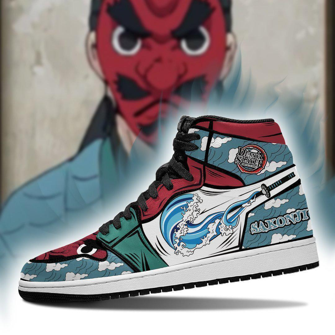 Sakonji JD1s Sneakers Water Breathing Anime Demon Slayer Shoes, Air Jordan Hightop