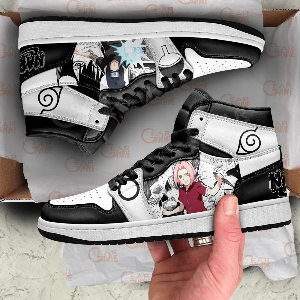 Sakura Haruno and Sasuke Uchiha JD1s Sneakers Manga Anime Shoes, Air Jordan Hightop