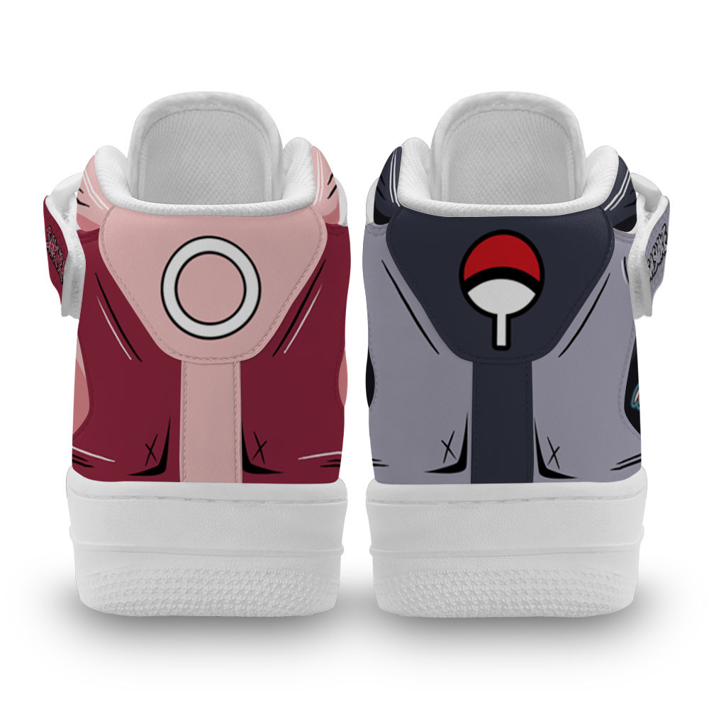 Sakura Haruno and Sasuke Uchiha Sneakers Air Mid Custom Anime Shoes