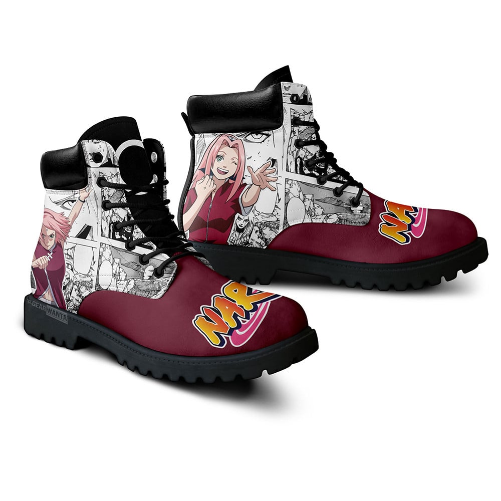 Sakura Haruno Boots Custom Anime Shoes Mix Manga Style