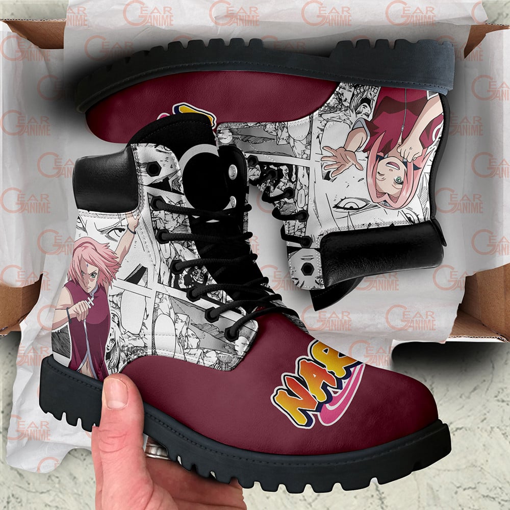 Sakura Haruno Boots Custom Anime Shoes Mix Manga Style