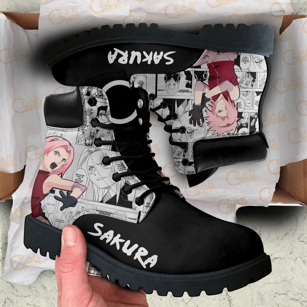 Sakura Haruno Boots Manga Anime Custom Shoes