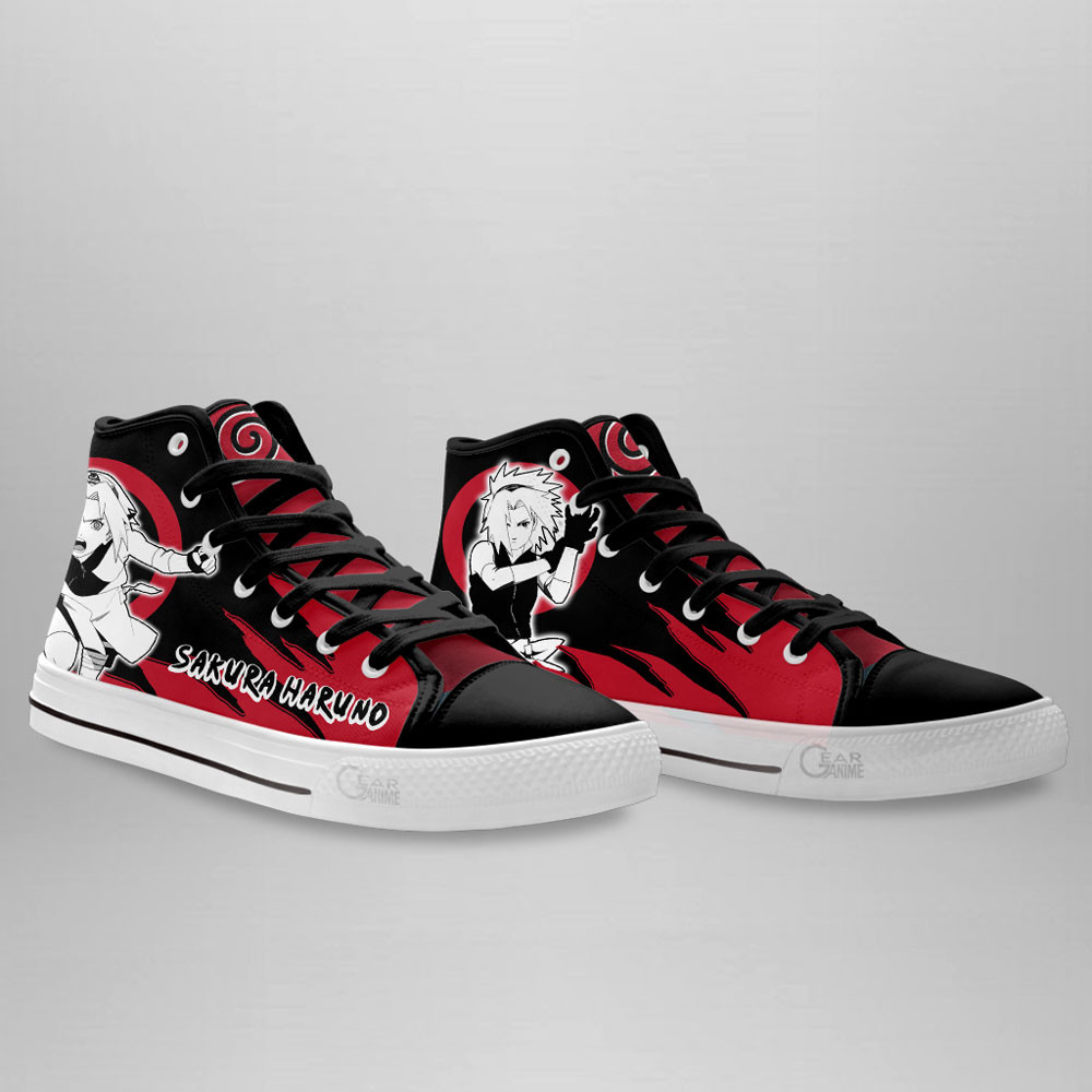 Sakura Haruno High Top Shoes Anime Sneakers Manga Style