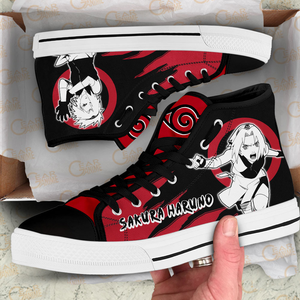 Sakura Haruno High Top Shoes Anime Sneakers Manga Style