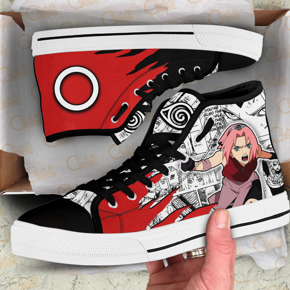 Sakura Haruno High Top Shoes Custom Anime Sneakers Mix Manga