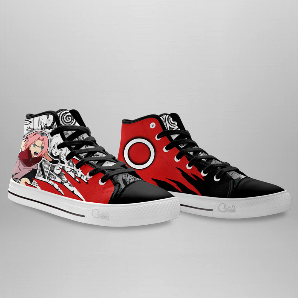 Sakura Haruno High Top Shoes Custom Anime Sneakers Mix Manga