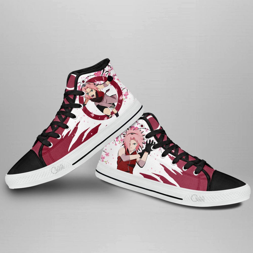 Sakura Haruno High Top Shoes Custom NRT Anime Sneakers Japan Style