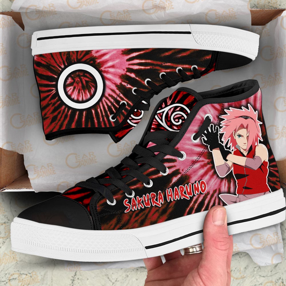 Sakura Haruno High Top Shoes Custom NRT Sneakers Tie Dye Style