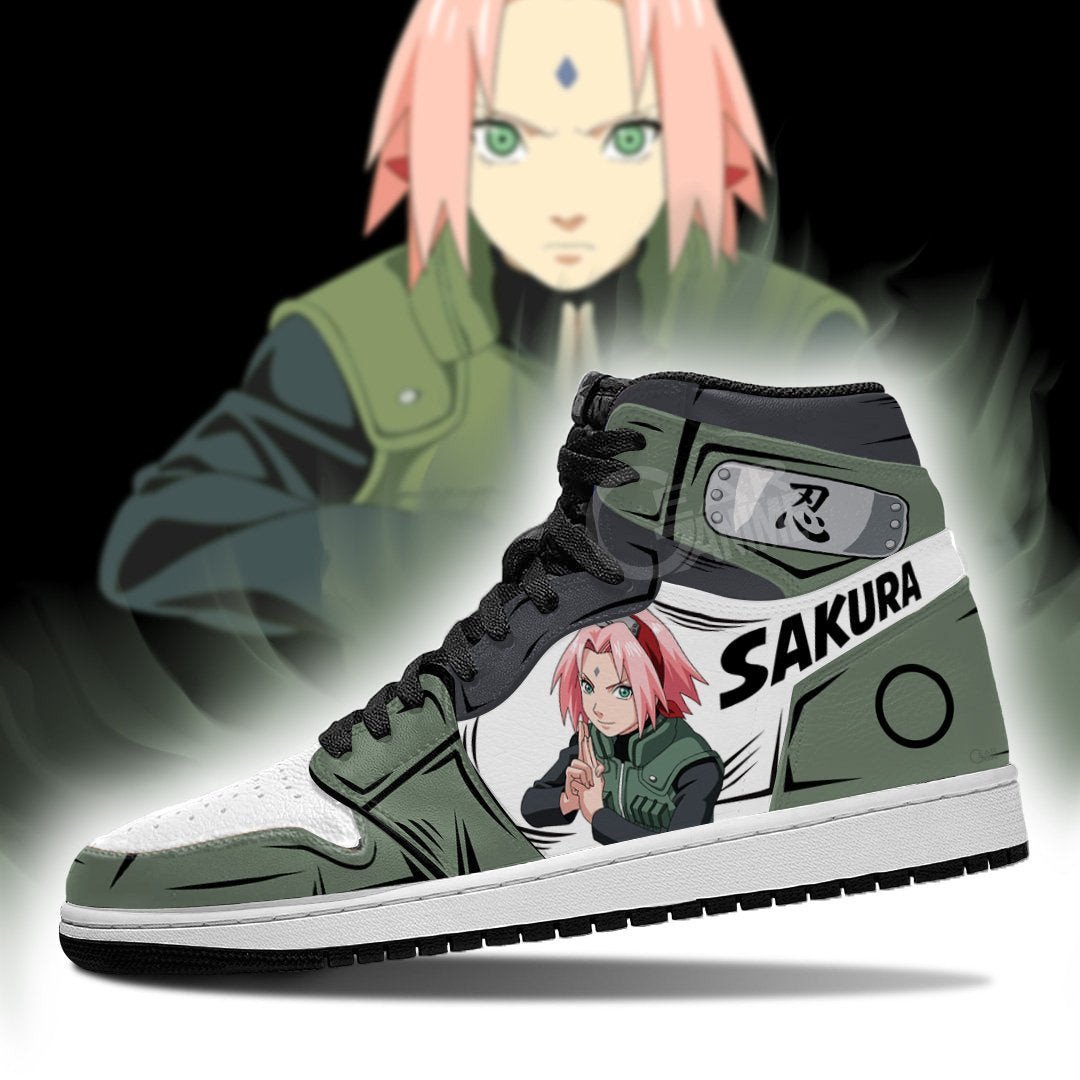 Sakura Haruno Shoes Uniform Costume Anime JD1s Sneakers, Air Jordan Hightop