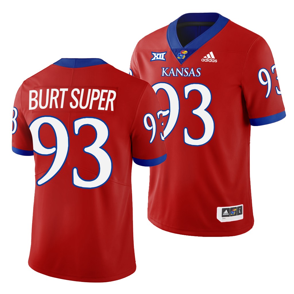 Sam Burt Super Kansas Jayhawks #93 Red Jersey 2022-23 College Men's Uniform