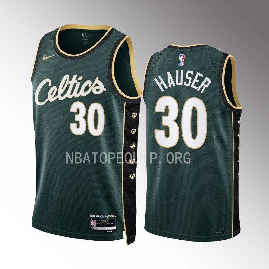 Sam Hauser Boston Celtics 2022-23 City Edition Green #30 Jersey Honor Bill Russell 11 Gold diamonds