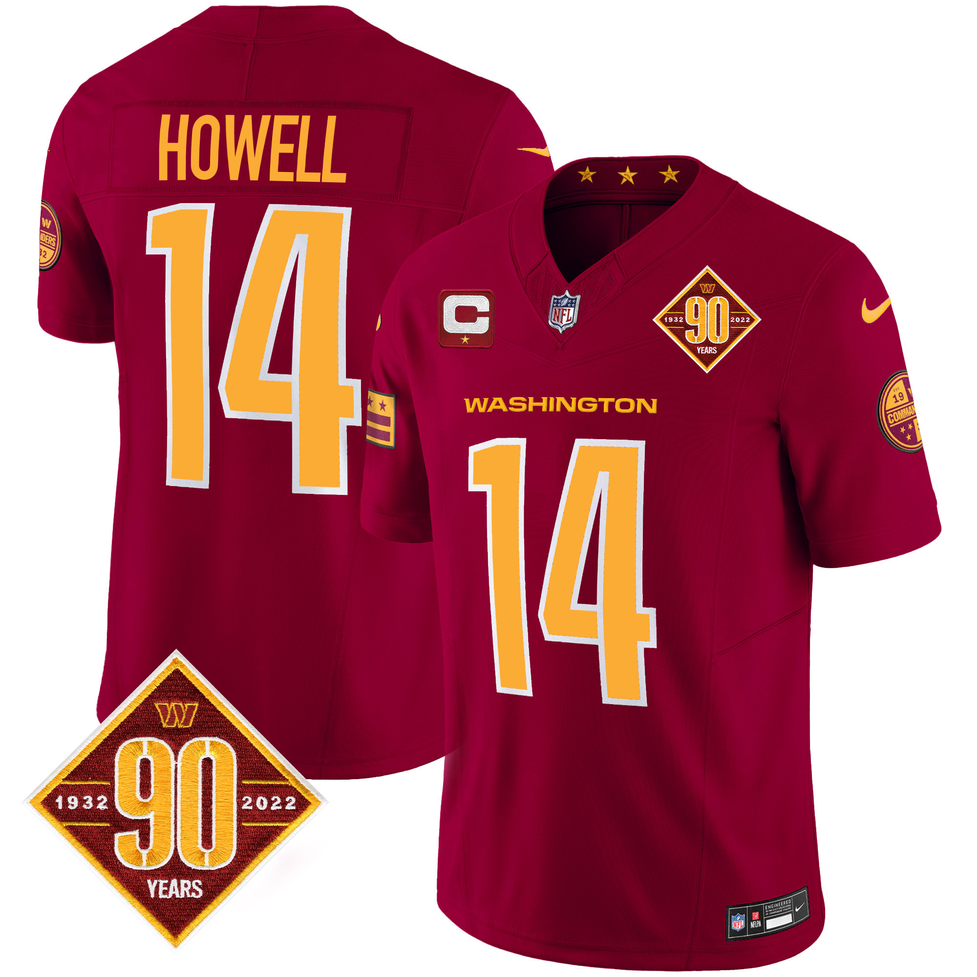 Sam Howell Men's Washington Commanders 90th Anniversary Patch Vapor Burgundy Jersey - All Stitched 