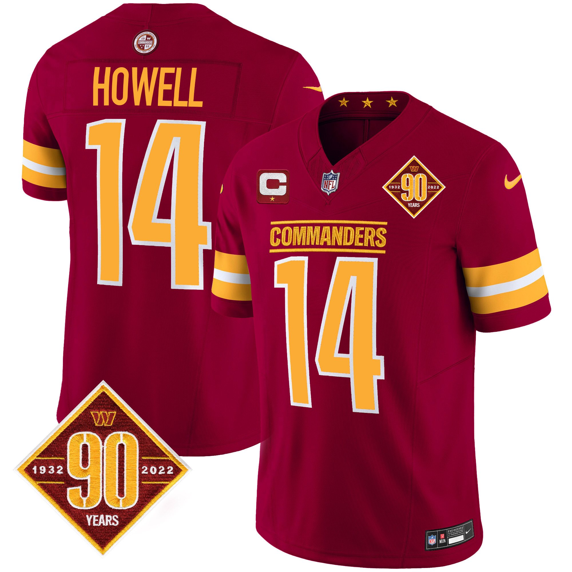 Sam Howell Men's Washington Commanders 90th Anniversary Patch Vapor Burgundy Jersey - All Stitched 