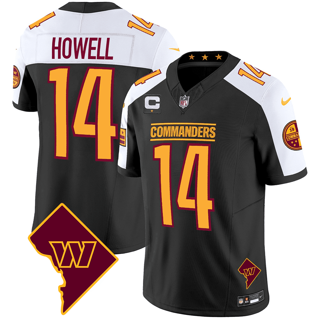 Sam Howell Men's Washington Commanders Washington DC Map Patch Black Alternate Jersey - All Stitched 