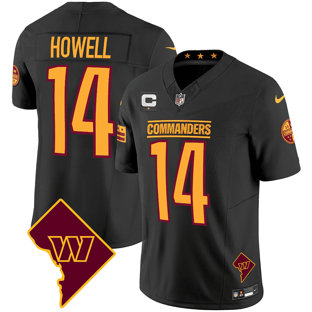 Sam Howell Men's Washington Commanders Washington DC Map Patch Black Jersey - All Stitched 