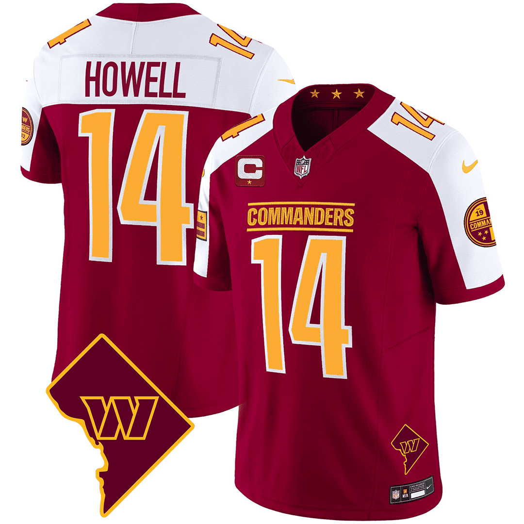 Sam Howell Men's Washington Commanders Washington DC Map Patch Burgundy Alternate Jersey - All Stitched 