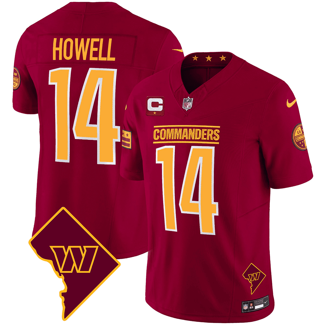 Sam Howell Men's Washington Commanders Washington DC Map Patch Burgundy Jersey - All Stitched 