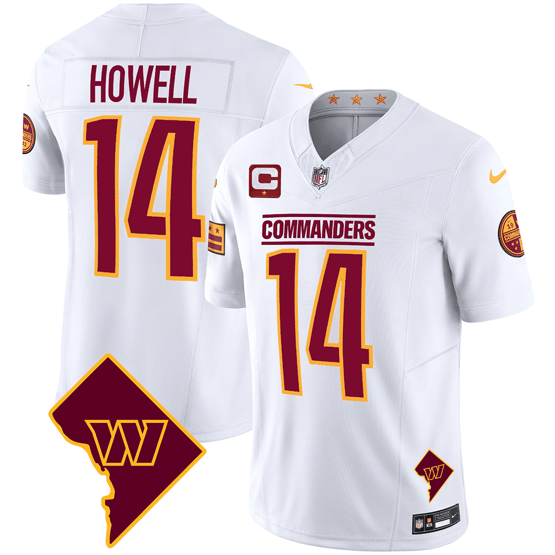 Sam Howell Men's Washington Commanders Washington DC Map Patch White Jersey - All Stitched 