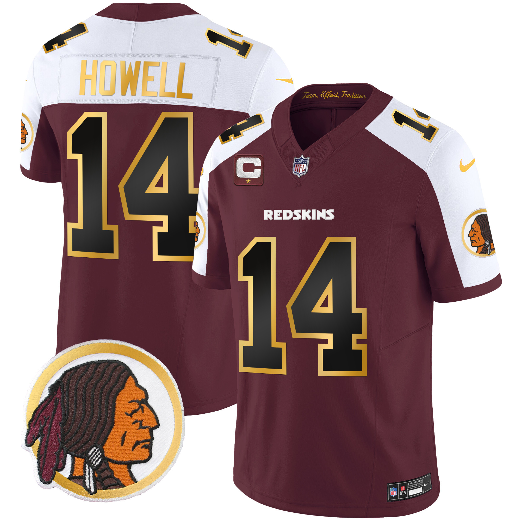 Sam Howell Men's Washington Redskins Throwback Vapor Gold Trim Burgundy Alternate Jersey - All Stitched 