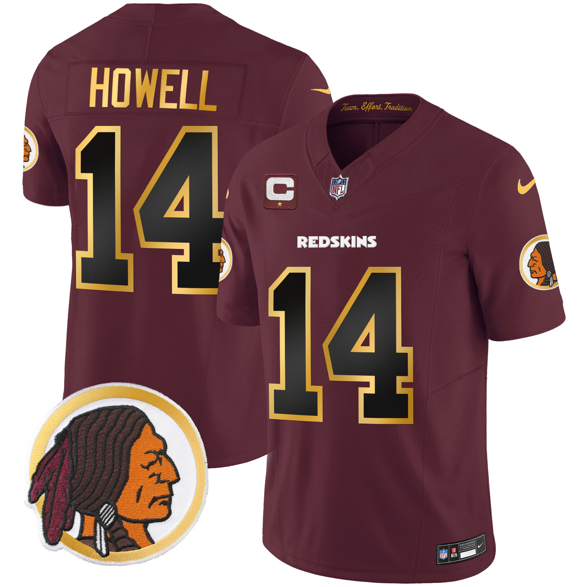 Sam Howell Men's Washington Redskins Throwback Vapor Gold Trim Burgundy Jersey - All Stitched 
