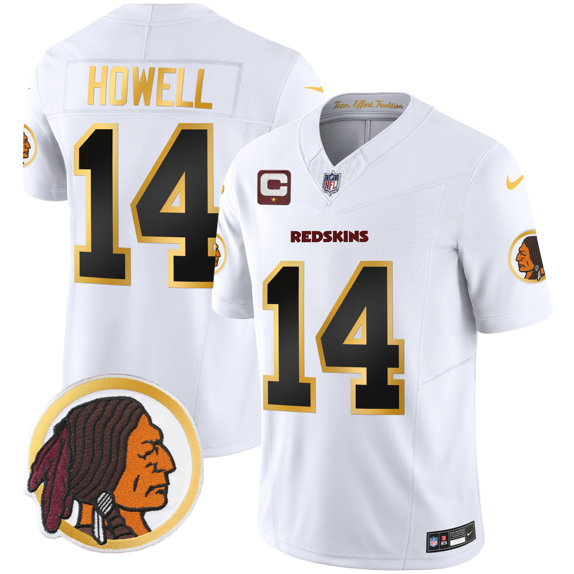Sam Howell Men's Washington Redskins Throwback Vapor Gold Trim White Jersey - All Stitched 