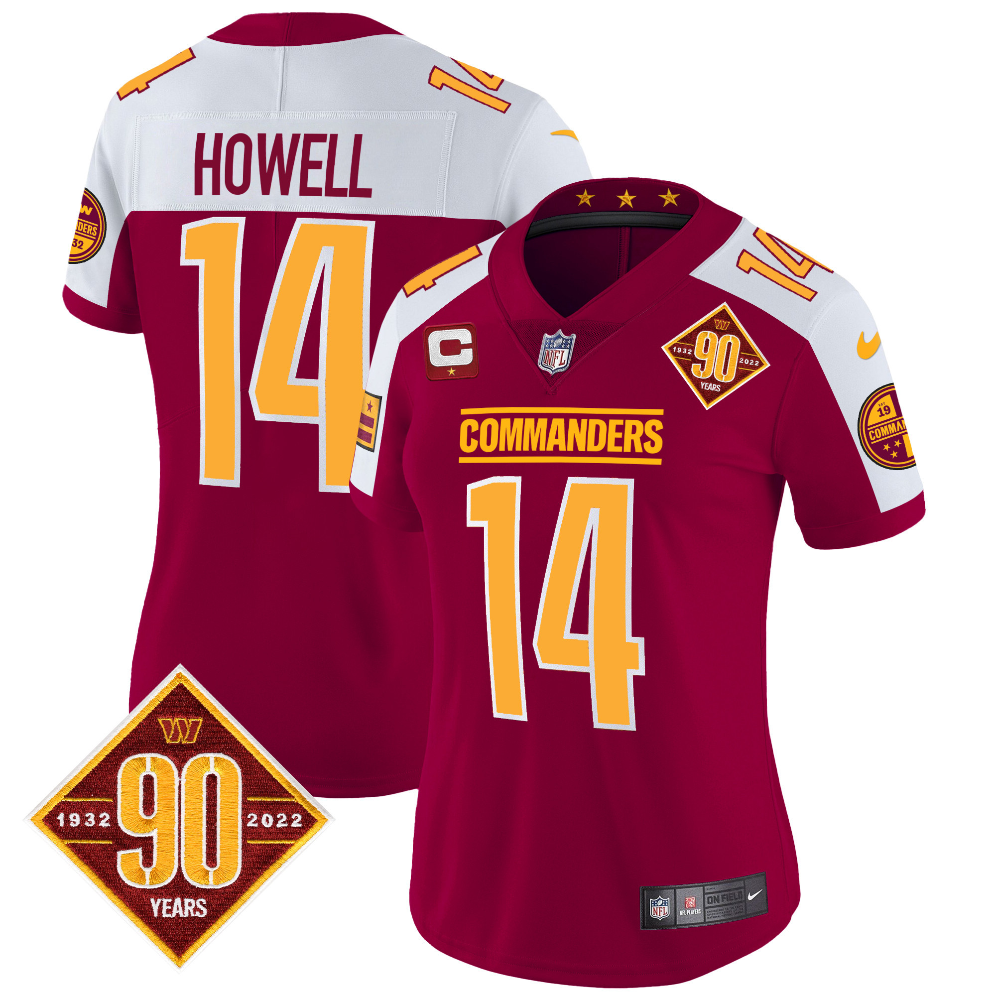 Sam Howell Women's Washington Commanders 90th Anniversary Patch Vapor Burgundy Alternate Jersey - All Stitched 