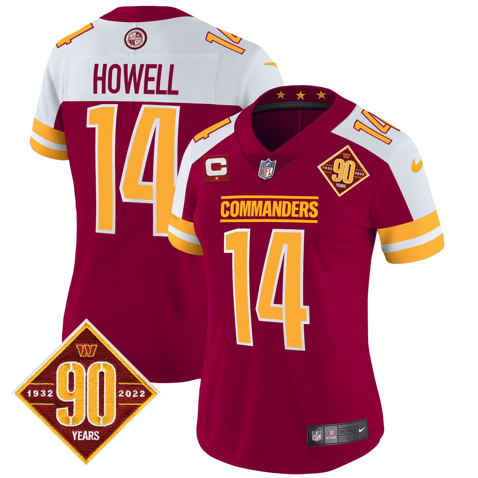 Sam Howell Women's Washington Commanders 90th Anniversary Patch Vapor Burgundy Alternate Jersey - All Stitched 
