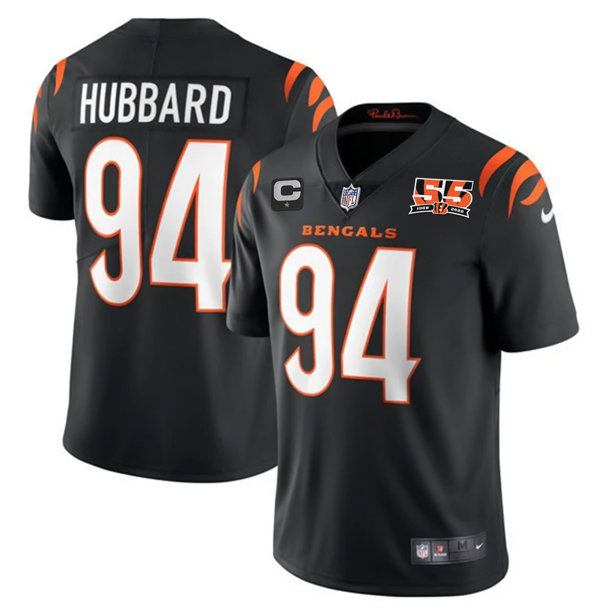 Sam Hubbard Men's Cincinnati Bengals 55th 1968 - 2022 Anniversary Patch Player Vapor Limited Black Jersey - All Stitched 