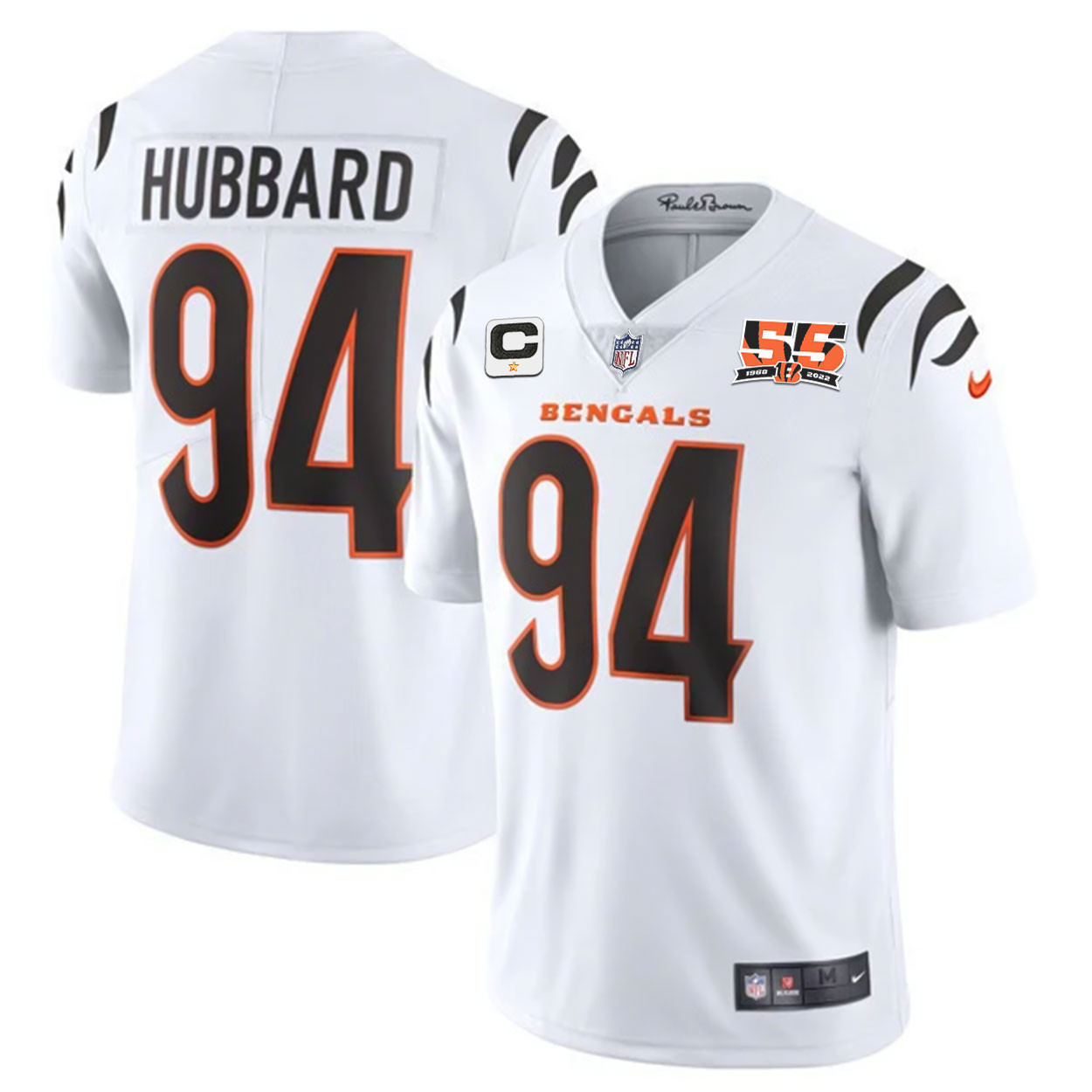 Sam Hubbard Men's Cincinnati Bengals 55th 1968 - 2022 Anniversary Patch Player Vapor Limited White Jersey - All Stitched 