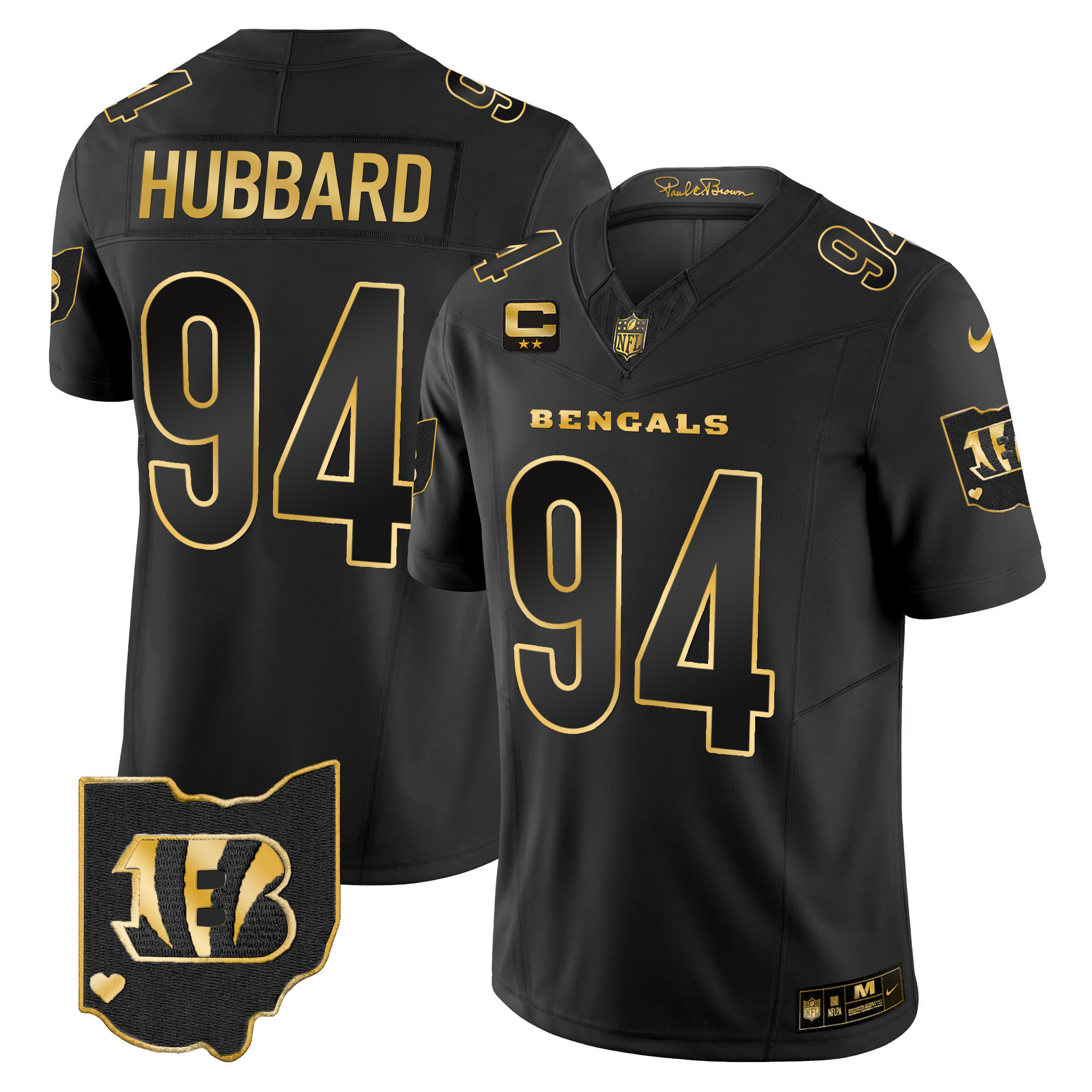 Sam Hubbard Men's Cincinnati Bengals Ohio Patch Gold Vapor Limited Black Gold Jersey - All Stitched 