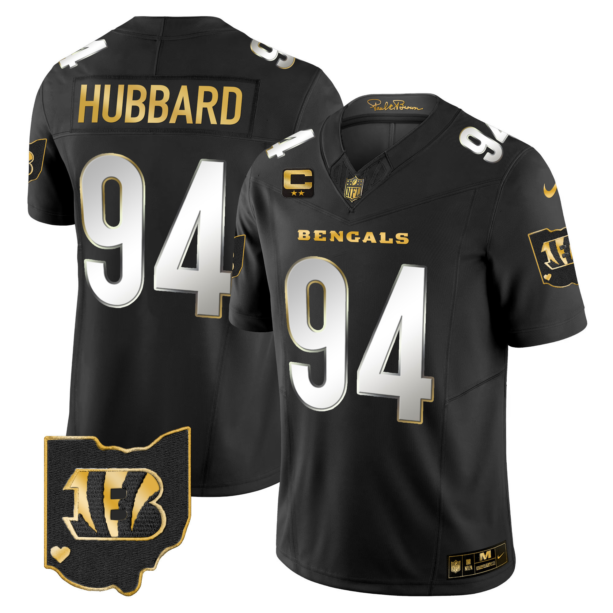 Sam Hubbard Men's Cincinnati Bengals Ohio Patch Gold Vapor Limited Black Limited Jersey - All Stitched 
