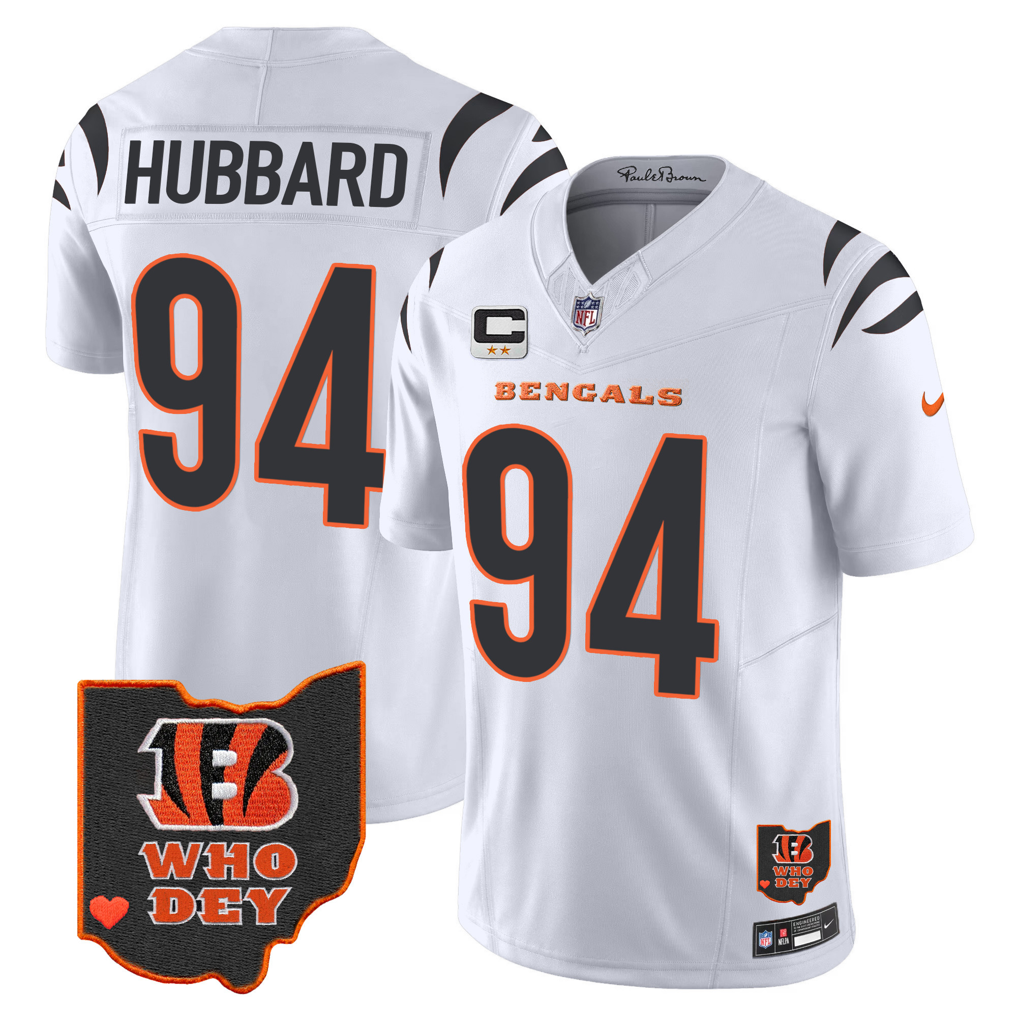 Sam Hubbard Men's Cincinnati Bengals Ohio Patch Vapor Limited White Jersey - All Stitched 