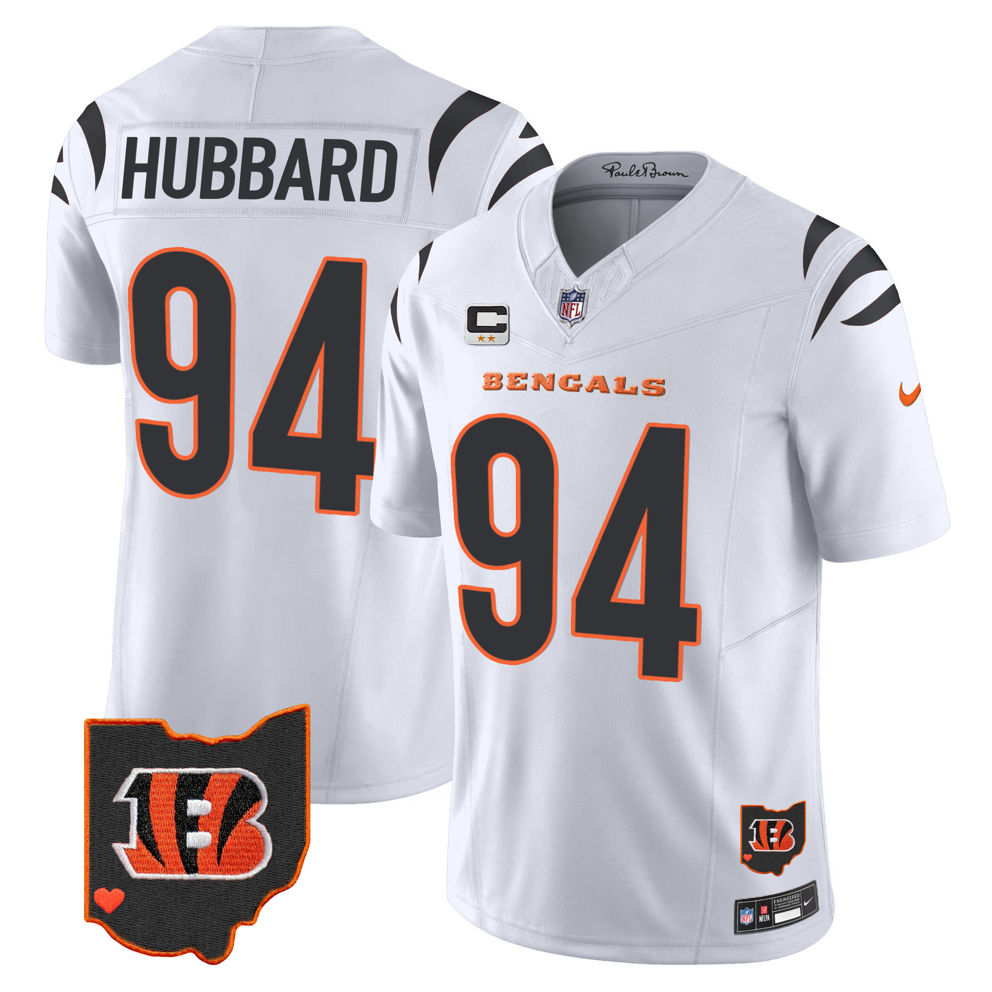Sam Hubbard Men's Cincinnati Bengals Ohio Patch Vapor Limited White Jersey - All Stitched 