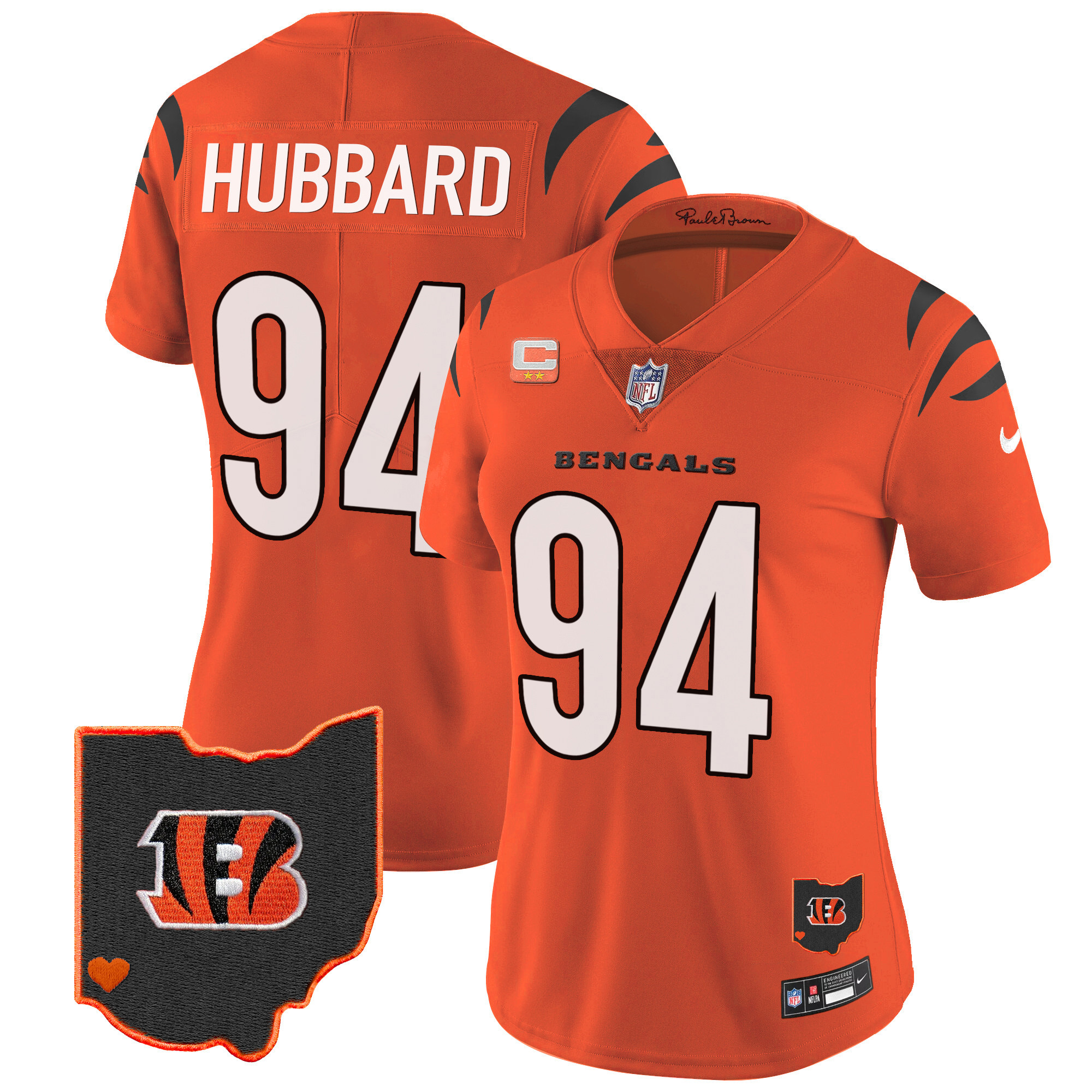 Sam Hubbard Women's Cincinnati Bengals Ohio Patch Vapor Limited Orange Jersey - All Stitched 