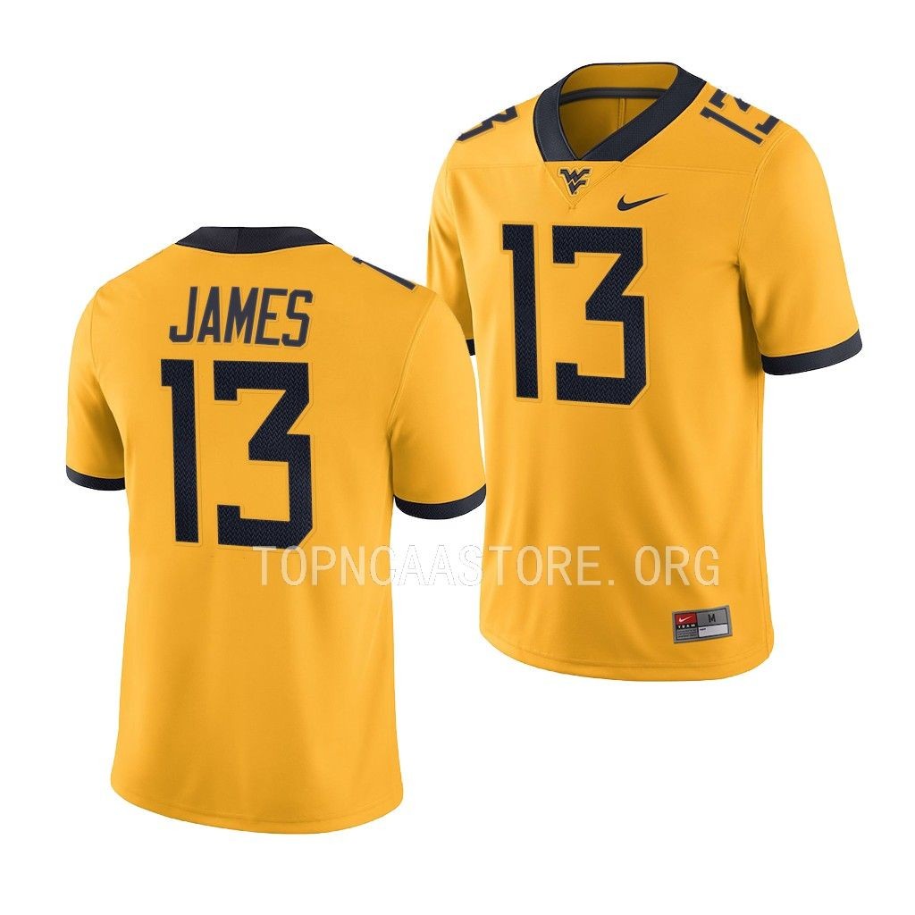 Sam James West Virginia Mountaineers Alternate Game #13 Jersey Men's Gold Uniform