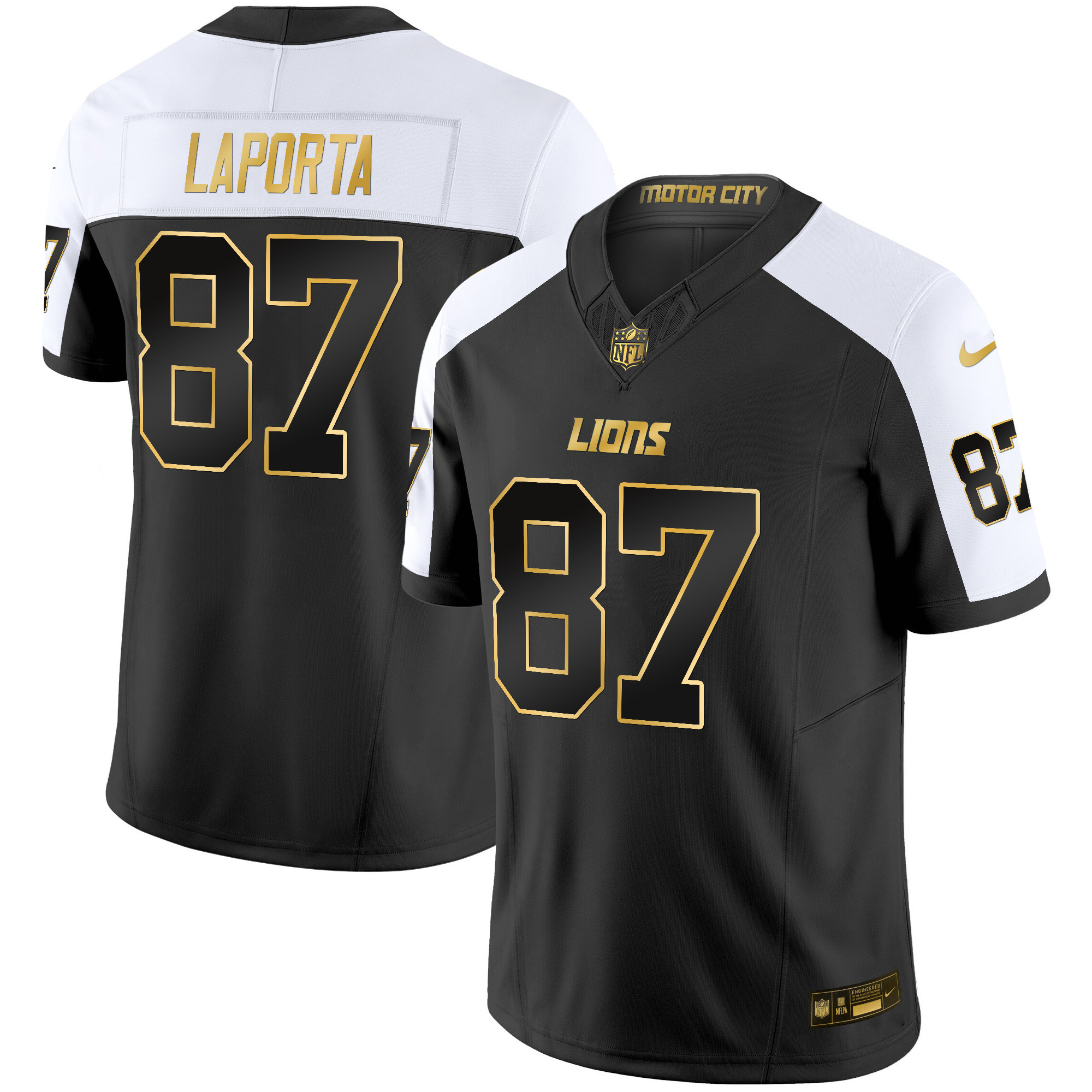 Sam Laporta Men's Detroit Lions 2024 Gold Vapor Limited Alternate Jersey - All Stitched 