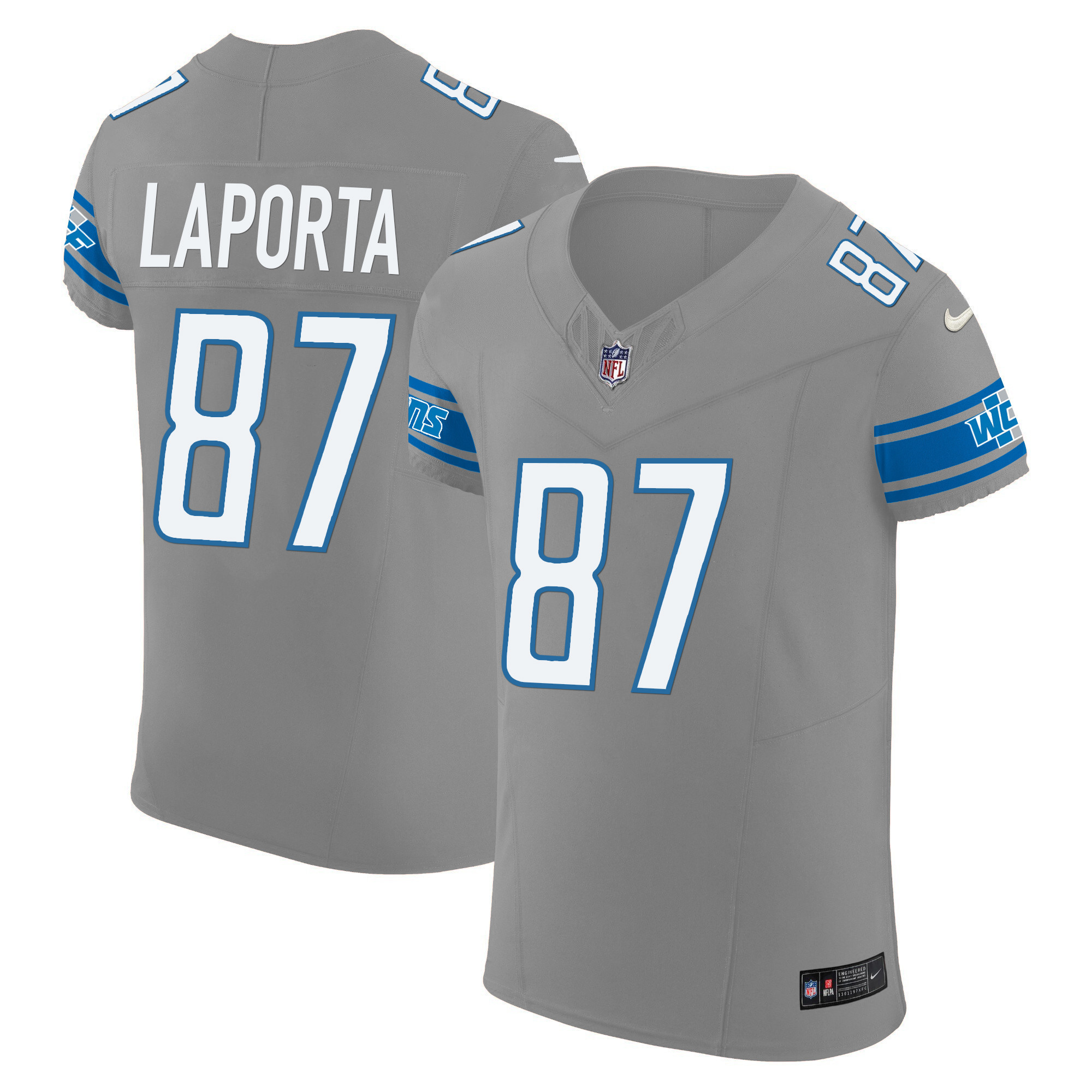 Sam Laporta Men's Detroit Lions Vapor Elite Gray Jersey - All Stitched 