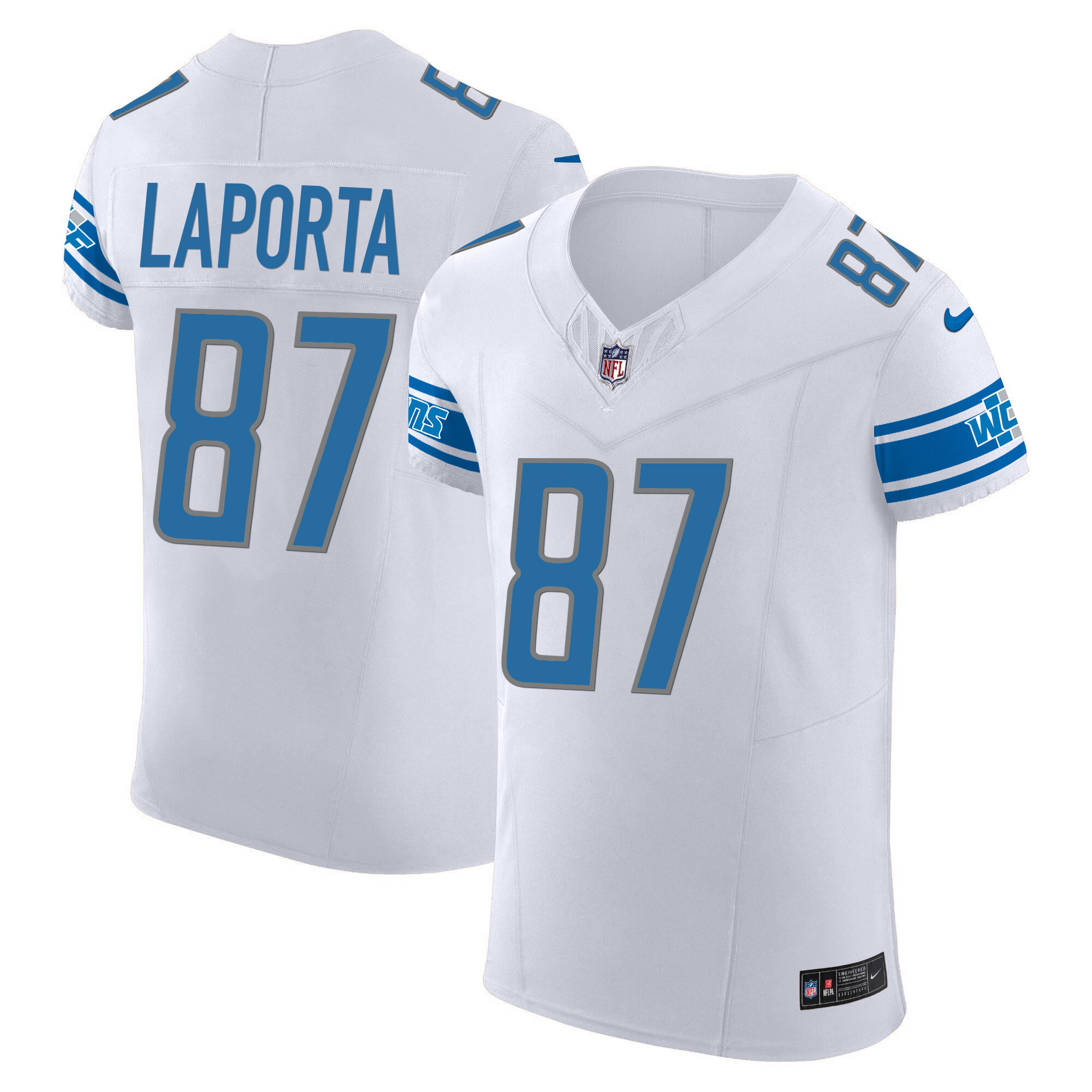 Sam Laporta Men's Detroit Lions Vapor Elite White Jersey - All Stitched 