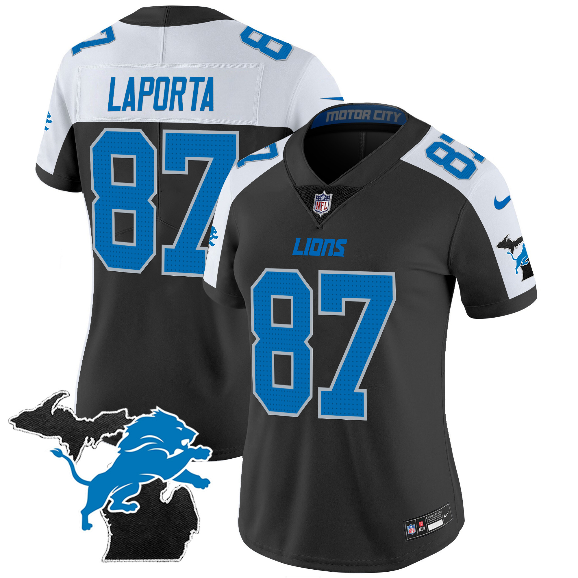 Sam Laporta Women's Detroit Lions 2024 Michigan Patch Vapor Alternate Jersey - All Stitched 